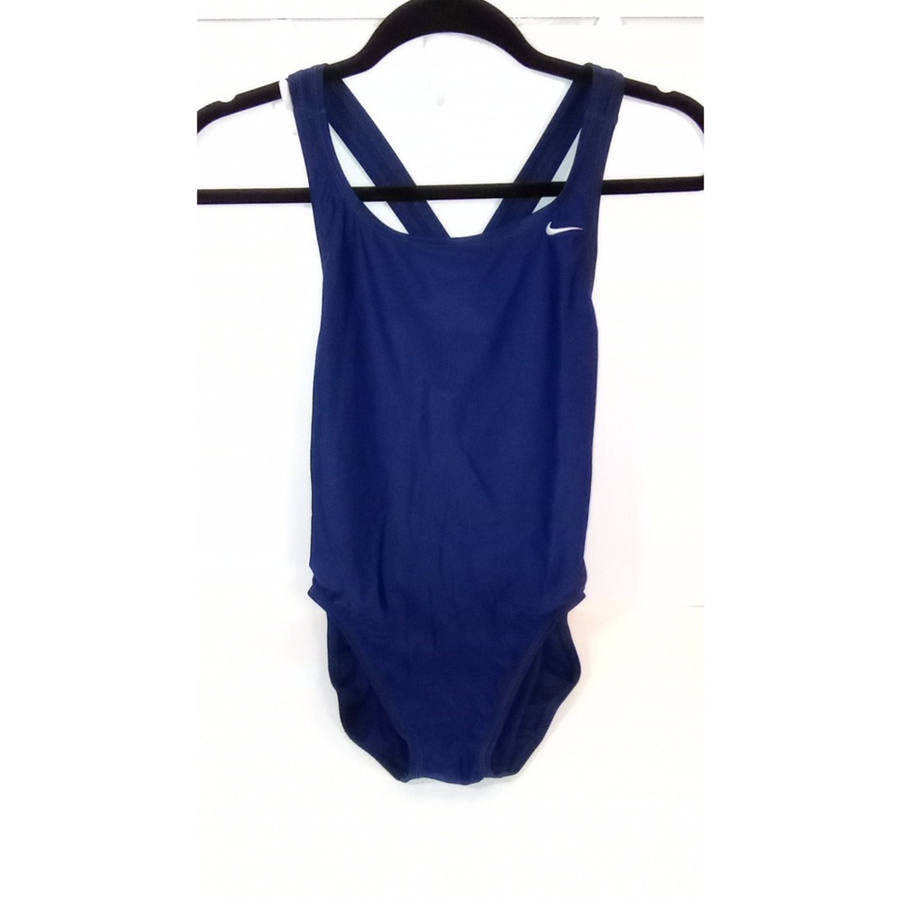Nike Women Fast Back Tank One Piece Swimsuit Size 36 10 Navy Blue TESS0050